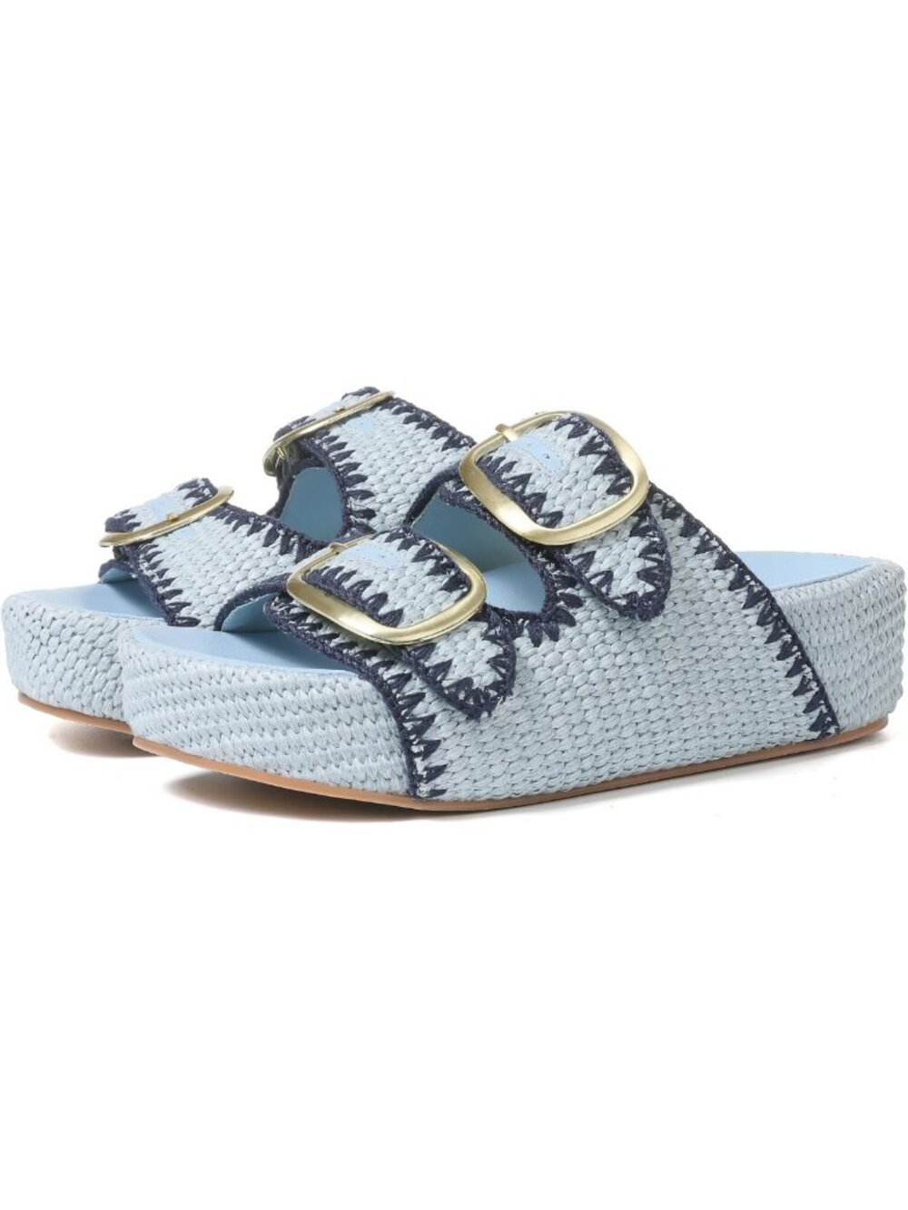 Stylish Platform Sandals for Women | Raffia Slides, Double Buckle, Open Toe